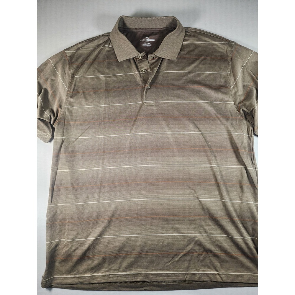 Grand Slam Golf Polo Shirt‎ Mens Size XXL Tan Brown Orange Stripe Lightweight